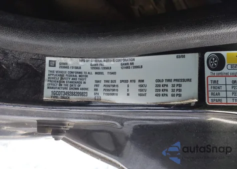 2008 Chevrolet Colorado Lt from USA, damaged, VIN 1GCDT349288209823